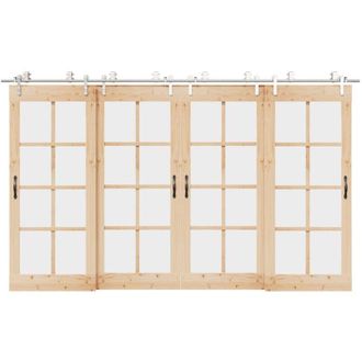 vidaXL Vidaxl - Kit De Herrajes Para Puerta Corredera 366 Cm Acero Plateado