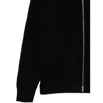 Maison Margiela Ribbed Knit High-Neck Cardigan - Black
