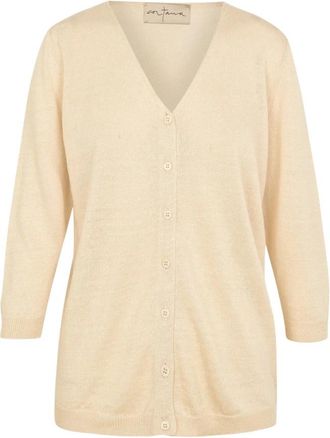 Cortana Noa Cardigan - Dames - Vesten - Beige - L - Linnen - Truien & Vesten