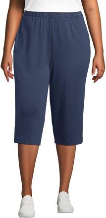 Lands End Sport Knit High Rise Elastic Waist Capri Pants in Nightfall Blue at Nordstrom, Size 2X