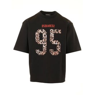 Dsquared2 T-Shirts, male, Black, Size: L 95 Leo Loose Fit Tee