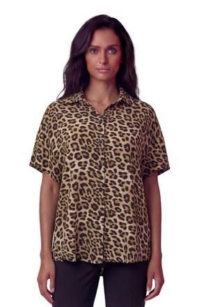 Lords of Harlech Leopard Womens Printed Shirt in Leopard Brown at Nordstrom, Size X-Large