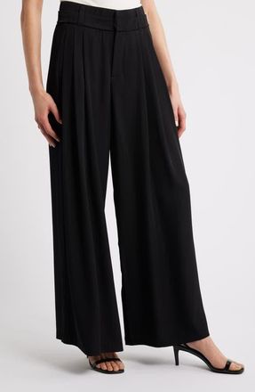 Wit & Wisdom Skyrise Triple Pleat Palazzo Pants in Black at Nordstrom, Size 12