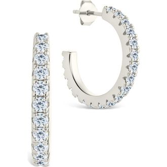 Sterling Forever Eleri Cubic Zirconia Hoop Earrings in Silver at Nordstrom, Size 0.50 In