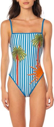 Maaji Prism Wave Biella One-Piece Swimsuit in Open Blue at Nordstrom, Size Large