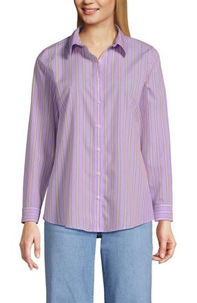 Lands End No Iron Supima Cotton Long Sleeve Shirt in Lilac Breeze Stripe at Nordstrom, Size 10P
