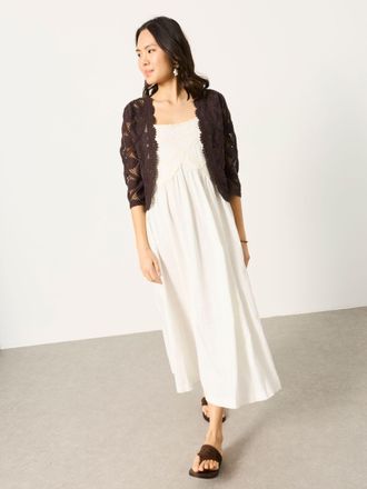 Fat Face FatFace Hazel Ivory Petite Embroidered Midi Dress