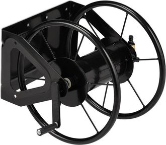 Relaxdays Relaxdays - Enrollador De Pared Para Manguera, Manivela Manuela, Para Hasta 60m, Acero 41,5 X 54 X 45 Cm, 1 Ud., Negro