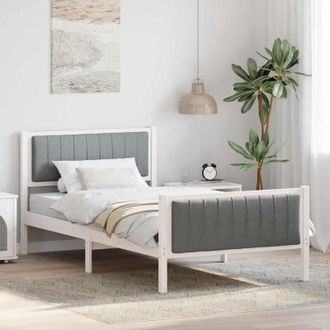 vidaXL Bed frame White and light grey 100 x 200 cm Solid pine wood vidaXL