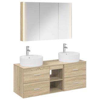 vidaXL Juego De Muebles De Ba&ntilde;o 4 Pcs Roble Sonoma Vidaxl