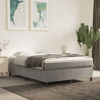 vidaXL Vidaxl - Cama Box Spring Con Colch&oacute;n Terciopelo Gris Claro 140x190 Cm