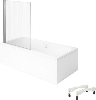 Villeroy & Boch Ba&ntilde;era Recta Villeroy & Boch Architectura Con Patas 170 X 75 Cm Blanca + Mampara De Ba&ntilde;o Izquierda Aurys Raywall Cromado