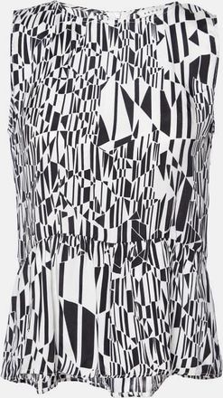 Sandro Monochrome Printed Sateen Peplum Top