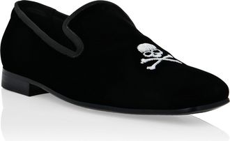 Philipp Plein Velvet Loafers Embroidery Skull