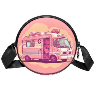 Generic Circle Crossbody Bag for Women, Ambulance Small Sling Bag Daypack with Zipper Adjustable Shoulder Straps Casual Ladies Girls Round Purse