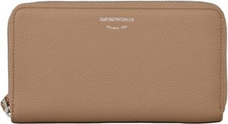 Emporio Armani Leren Portemonnee - Dames - Portefeuilles - Bruin - ONE Size - Leer - Accessoires