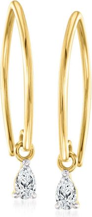 RS Pure by Ross-Simons Pear-Shaped Lab-Grown Diamond Drop Earrings in 14kt Yellow Gold
