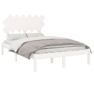 Berkfield Home Beautiful Bed Frame White 135x190 cm Double Solid Wood