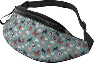 Generic Horse Cow Pig Sheep Rabbit Bird Waist Pack Chest Bag Adjustable Fanny Packs For Shopping Marathon Jogging 14X35Cm