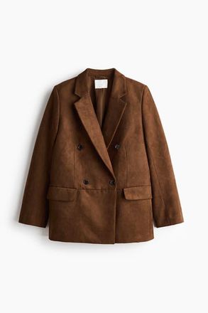 H&M Double-breasted Blazer in Brown at Nordstrom, Size Xx-Small