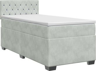 vidaXL Cama Box Spring Con Colch&oacute;n Gris Claro 90 X 190 Cm Terciopelo Vidaxl