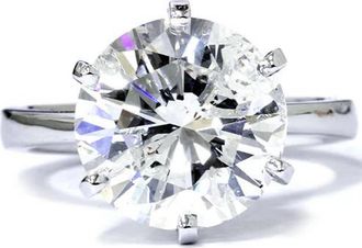 Pompeii3 3 Carat Round Cut Enhanced Diamond Engagement Wedding Solitaire 14K White Gold Size Selectable