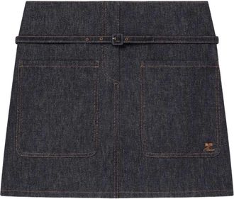 Courr&egrave;ges Two Pockets Denim Skirt