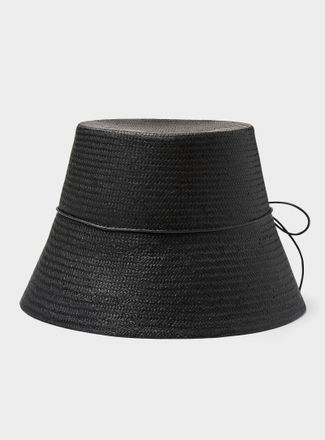 Simons Womens Fine bow straw straight cloche hat Exclusive collection from Italy