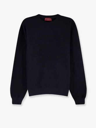 Gucci Felpa in cotone con logo frontale in rilievo - GUCCI - gender_Man