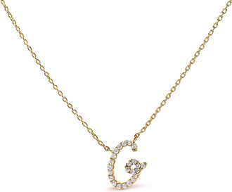 House of Brilliance 10K Gold Diamond Accent A-Z Initial Script Style Pendant Necklace
