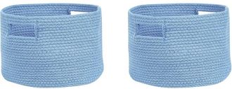 Beliani Beliani - Conjunto De 2 Cestas De Algod&oacute;n Azul Claro 20 Cm Trenzado Accesorio Chiniot