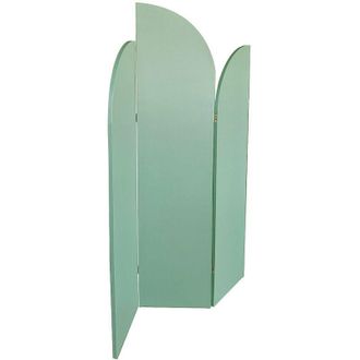 Vente-Unique Paravento asimmetrico 3 pannelli in tessuto e legno L.120 x H.180 cm Verde chiaro - SYVANA