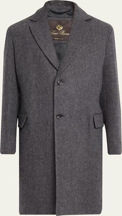 Loro Piana Mens John Cashmere and Linen Single-Breasted Overcoat
