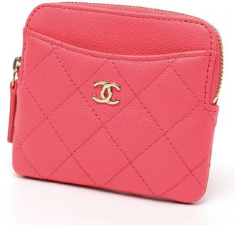 Chanel Matelasse Pink Grained Calfskin Coin Purse/Coin Case (Pre-Owned)