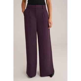 WE Fashion WE STUDIO wide leg regular waist broek aubergine