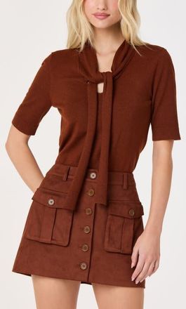 ASTR the Label Agatha Tie Neck Sweater in Rust at Nordstrom, Size X-Small