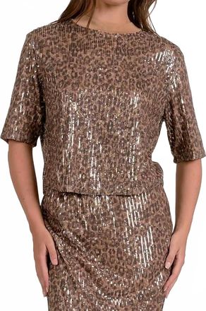 Elan Sequin Cheetah Tee In Animal Print