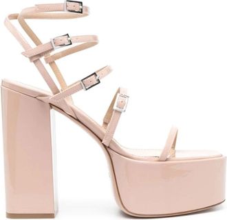 PARIS TEXAS Jessica Platform Sandaal - Dames - Sandalen met hakken - Roze - 37 EU - Leer - Schoenen