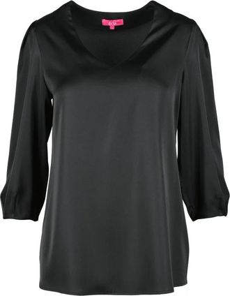 &Eacute;cl&agrave; Black Fluid Polyester Blouse