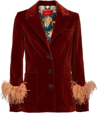 La DoubleJ Keaton Velvet Jas - Dames - Blazers - Rood - M - Jassen
