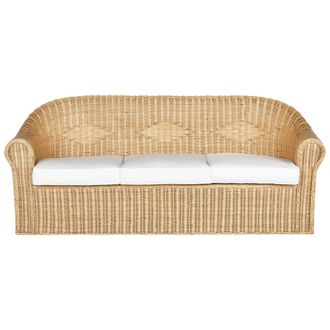 Beliani Beliani - Sof&aacute; De Jard&iacute;n De Estilo Boho Fabricado En Rat&aacute;n Natural Con Cojines De Algod&oacute;n Livadeia