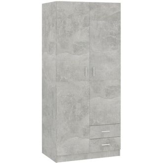 vidaXL Wardrobe Concrete Grey 80x52x180 cm Engineered Wood vidaXL