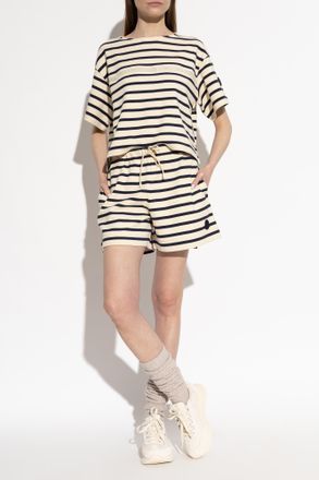 Moncler Striped Pattern Shorts, Womens, Cream