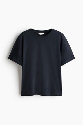 H&M Baumwoll-T-Shirt in Loose Fit - Ausgewaschenes Schwarz