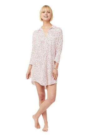 The Cats Pajamas Pima Knit Night Shirt Stripes Dots in Confetti Dot Red at Nordstrom, Size X-Large