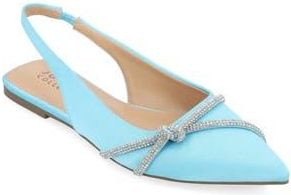 Journee Collection Rebbel Pav&eacute; Crystal Knot Slingback Flat in Blue at Nordstrom Rack, Size 6.5