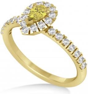 Allurez Pear Yellow & White Diamond Halo Engagement Ring 14k Yellow Gold (0.63ct)