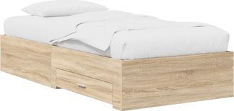 vidaXL Estructura De Cama Con Caj&oacute;n Roble Sonoma Madera De Ingenier&iacute;a Vidaxl