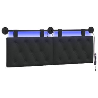 vidaXL Cabecero Colgante Con Luz Led Negro Tela Vidaxl