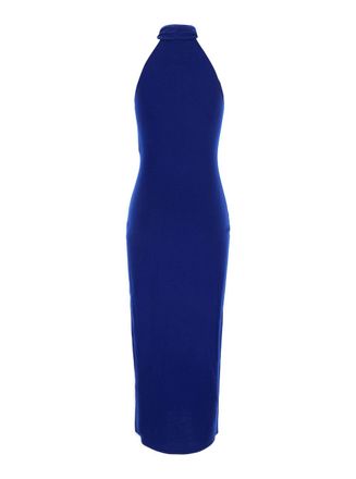 Givenchy Long Draped Wool Dress - Blue